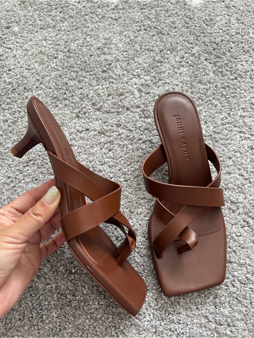 Jenni Kayne Brown Strappy Mid-Heel Sandals New